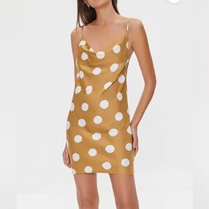 Polka Dot Print Satin Mini Dress